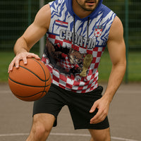 Custom Croatia Football Sleeveless Hoodie Marten In Hole With Checkered Patterns