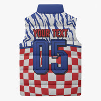 Custom Croatia Football Sleeveless Puffer Jacket Marten In Hole With Checkered Patterns