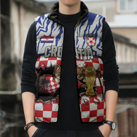 Custom Croatia Football Sleeveless Puffer Jacket Marten In Hole With Checkered Patterns