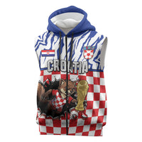 Custom Croatia Football Sleeveless Zip Hoodie Marten In Hole With Checkered Patterns