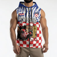 Custom Croatia Football Sleeveless Zip Hoodie Marten In Hole With Checkered Patterns