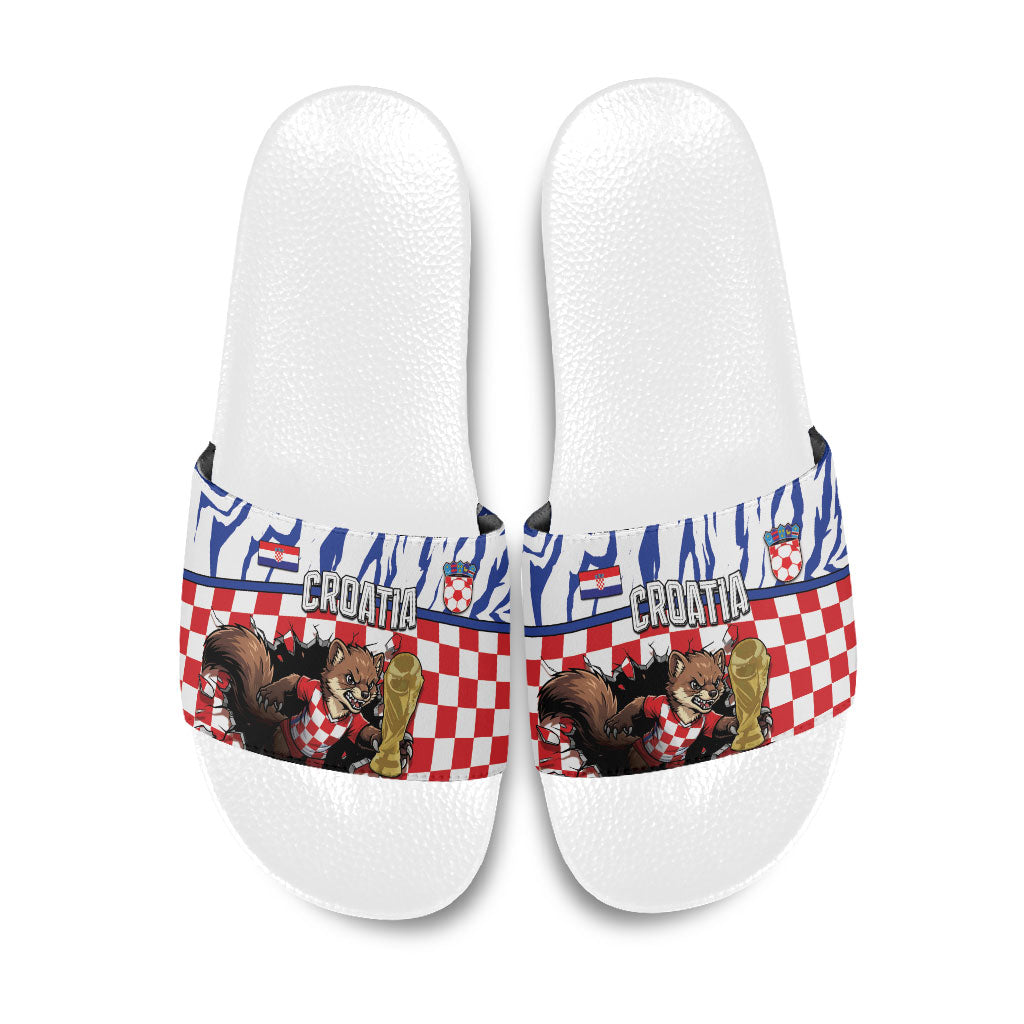 Croatia Football Slide Sandals Marten In Hole With Checkered Patterns