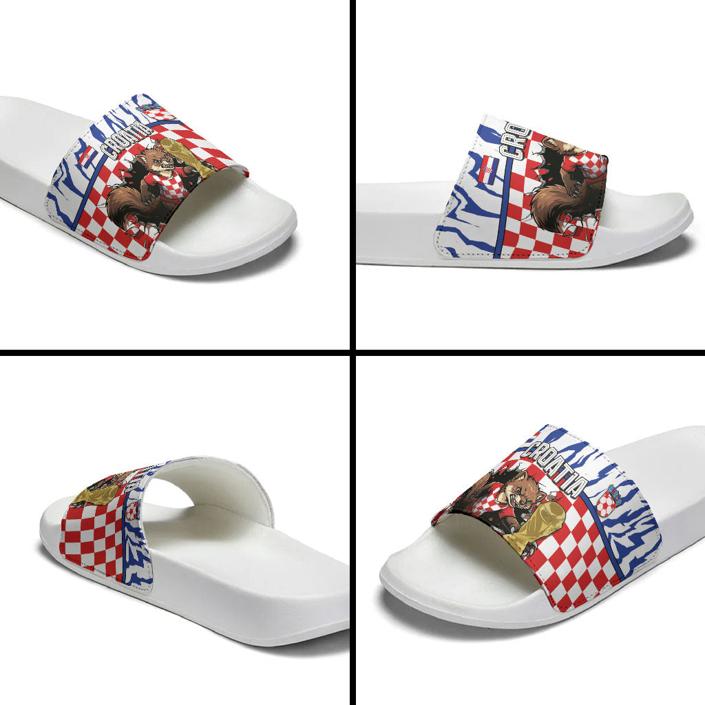 Croatia Football Slide Sandals Marten In Hole With Checkered Patterns