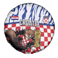 Croatia Football Spare Tire Cover Marten In Hole With Checkered Patterns