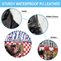 Croatia Football Spare Tire Cover Marten In Hole With Checkered Patterns