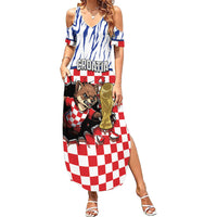 Custom Croatia Football Summer Maxi Dress Marten In Hole With Checkered Patterns