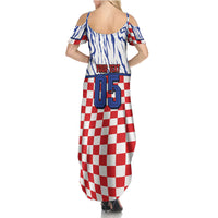 Custom Croatia Football Summer Maxi Dress Marten In Hole With Checkered Patterns
