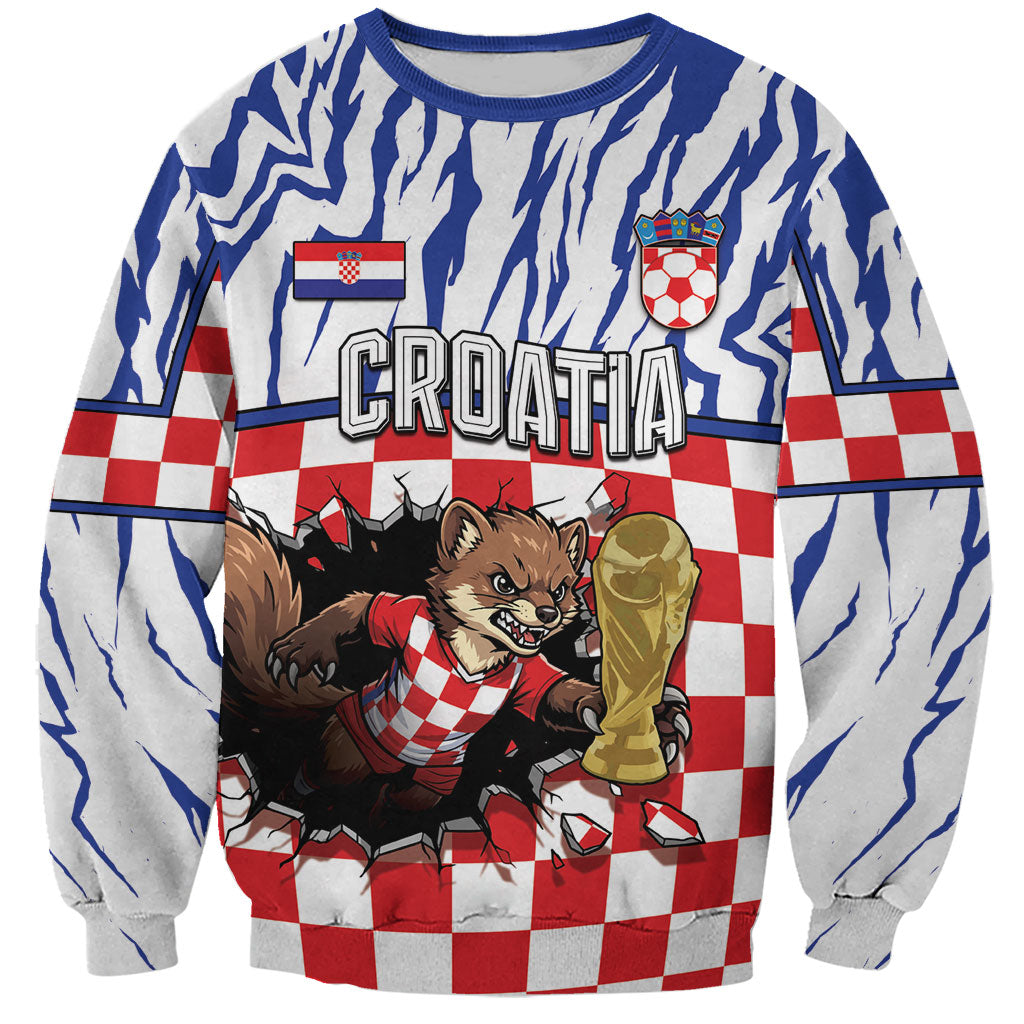 Custom Croatia Football Sweatshirt Marten In Hole With Checkered Patterns