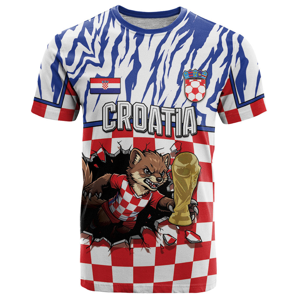 Custom Croatia Football T Shirt Marten In Hole With Checkered Patterns