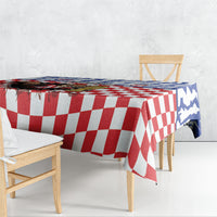 Croatia Football Tablecloth Marten In Hole With Checkered Patterns