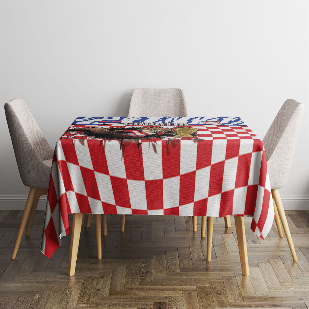 Croatia Football Tablecloth Marten In Hole With Checkered Patterns