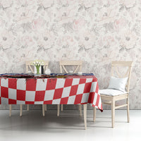 Croatia Football Tablecloth Marten In Hole With Checkered Patterns