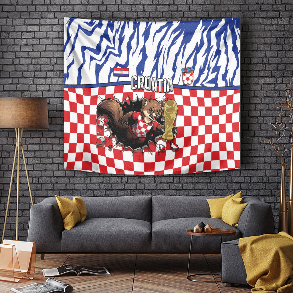 Croatia Football Tapestry Marten In Hole With Checkered Patterns