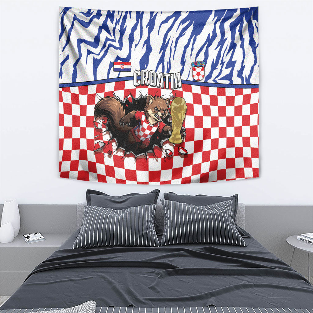 Croatia Football Tapestry Marten In Hole With Checkered Patterns