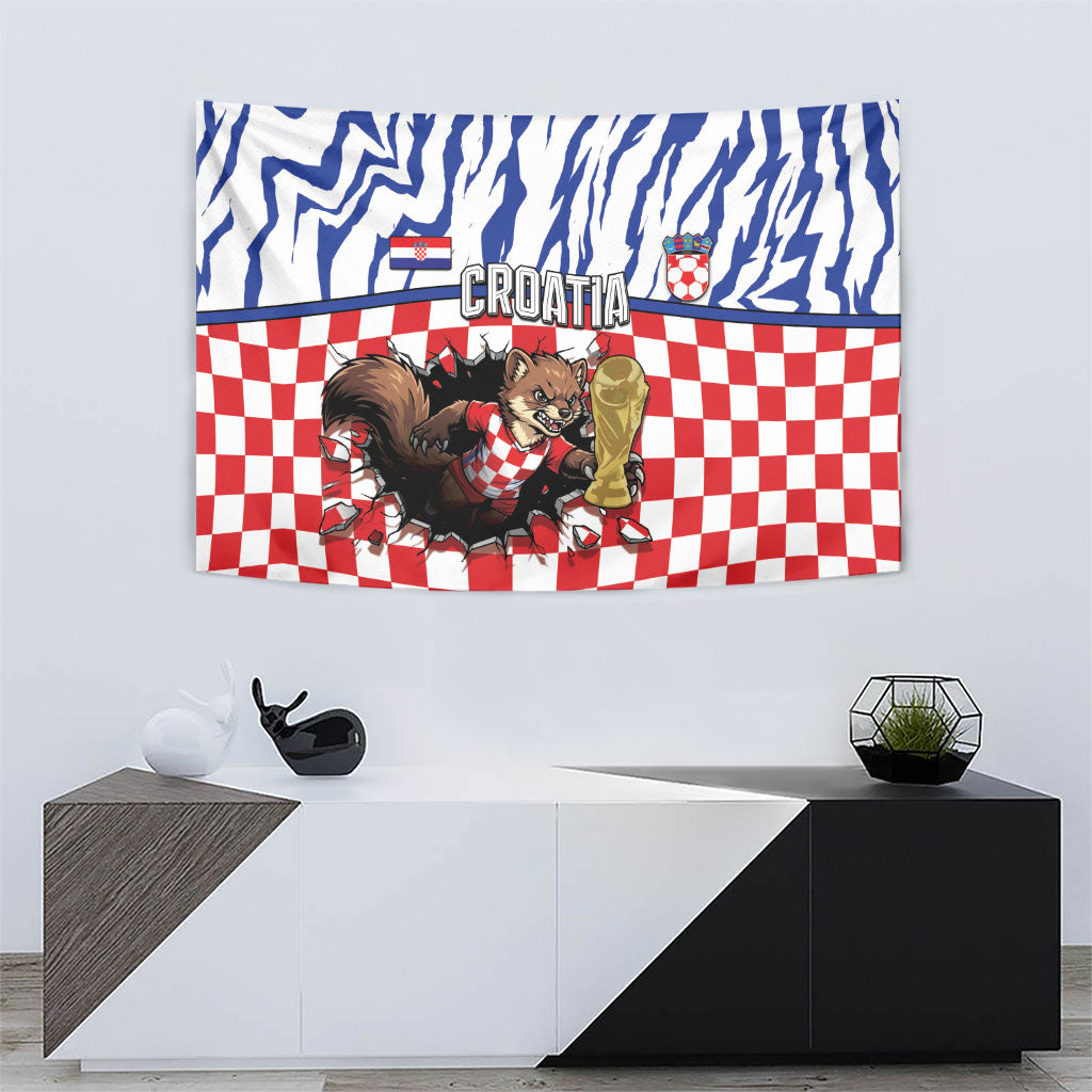 Croatia Football Tapestry Marten In Hole With Checkered Patterns