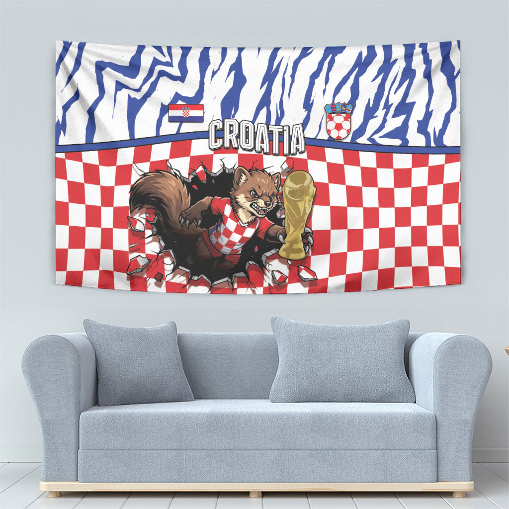 Croatia Football Tapestry Marten In Hole With Checkered Patterns