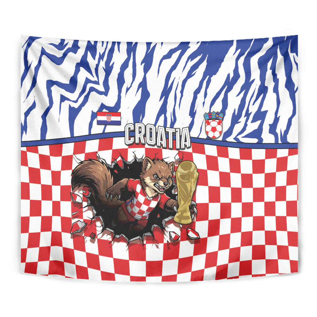 Croatia Football Tapestry Marten In Hole With Checkered Patterns