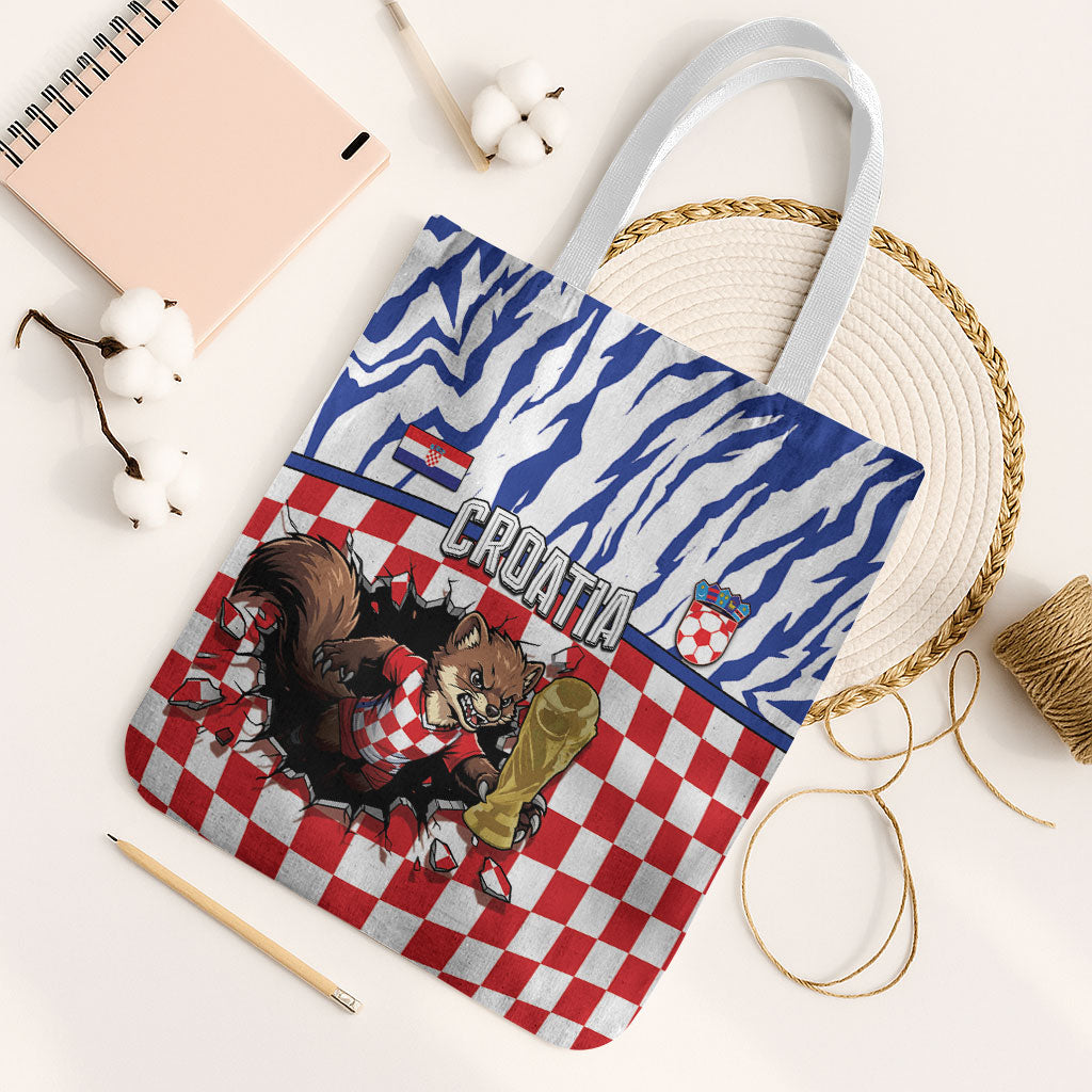 Croatia Football Tote Bag Marten In Hole With Checkered Patterns