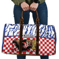 Croatia Football Travel Bag Marten In Hole With Checkered Patterns