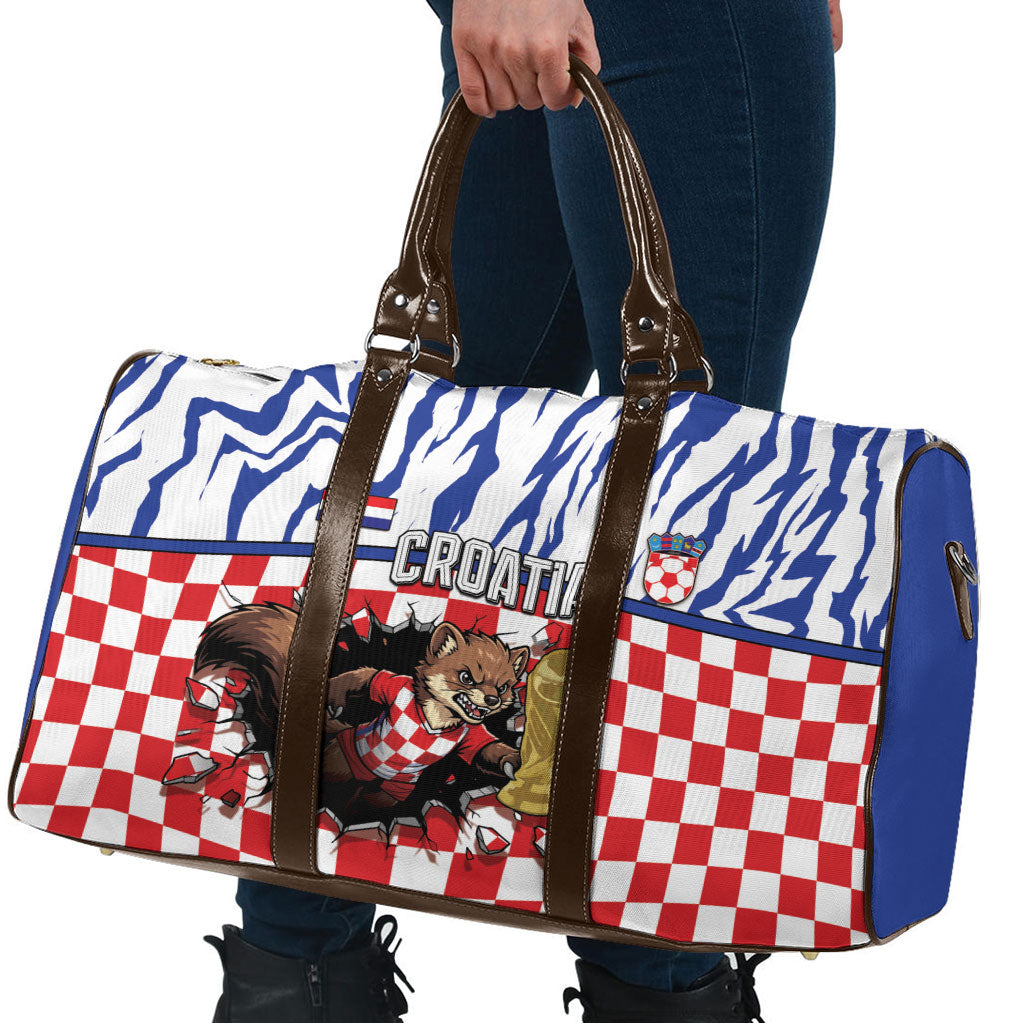 Croatia Football Travel Bag Marten In Hole With Checkered Patterns