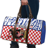 Croatia Football Travel Bag Marten In Hole With Checkered Patterns