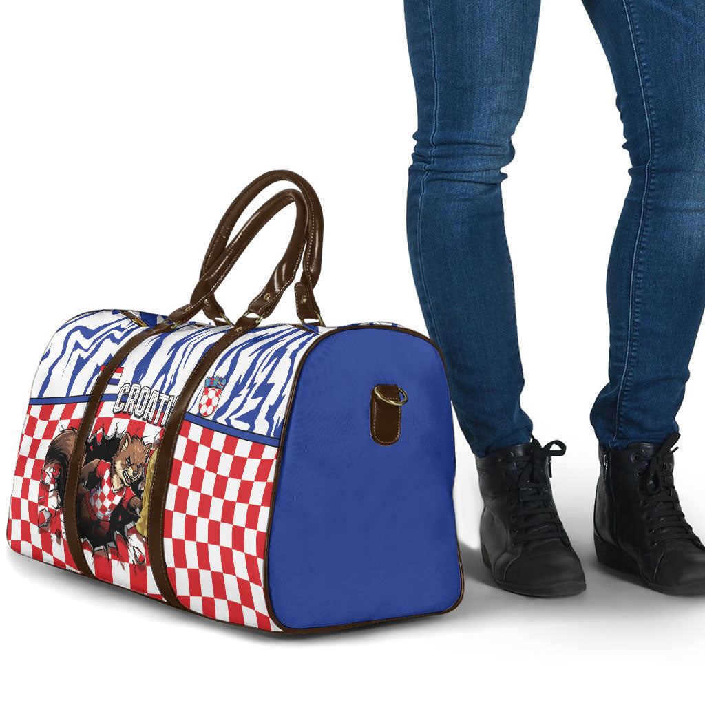 Croatia Football Travel Bag Marten In Hole With Checkered Patterns