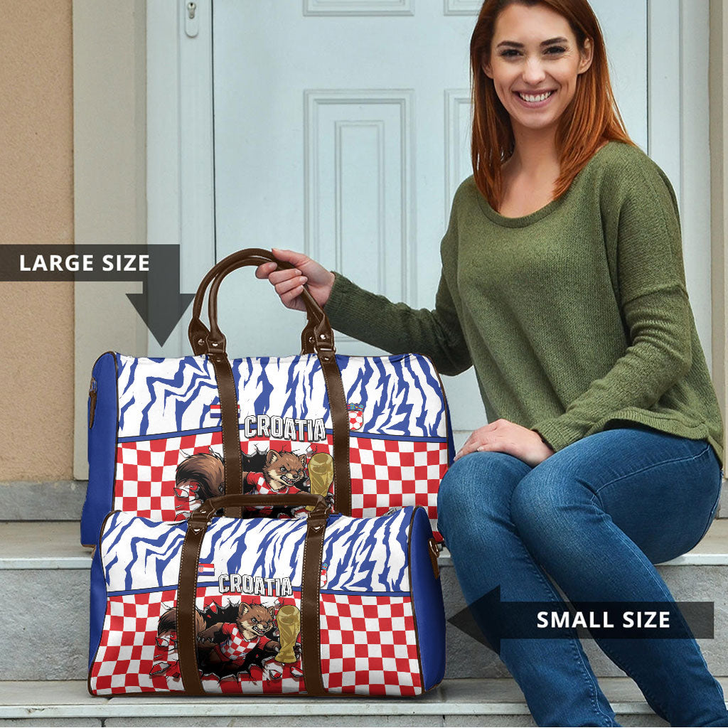 Croatia Football Travel Bag Marten In Hole With Checkered Patterns