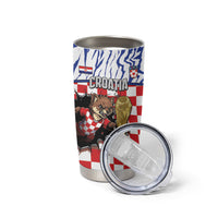 Custom Croatia Football Tumbler Cup Marten In Hole With Checkered Patterns