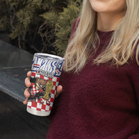 Custom Croatia Football Tumbler Cup Marten In Hole With Checkered Patterns