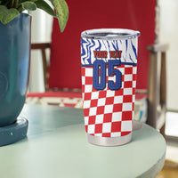 Custom Croatia Football Tumbler Cup Marten In Hole With Checkered Patterns