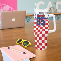 Custom Croatia Football Tumbler With Handle Marten In Hole With Checkered Patterns