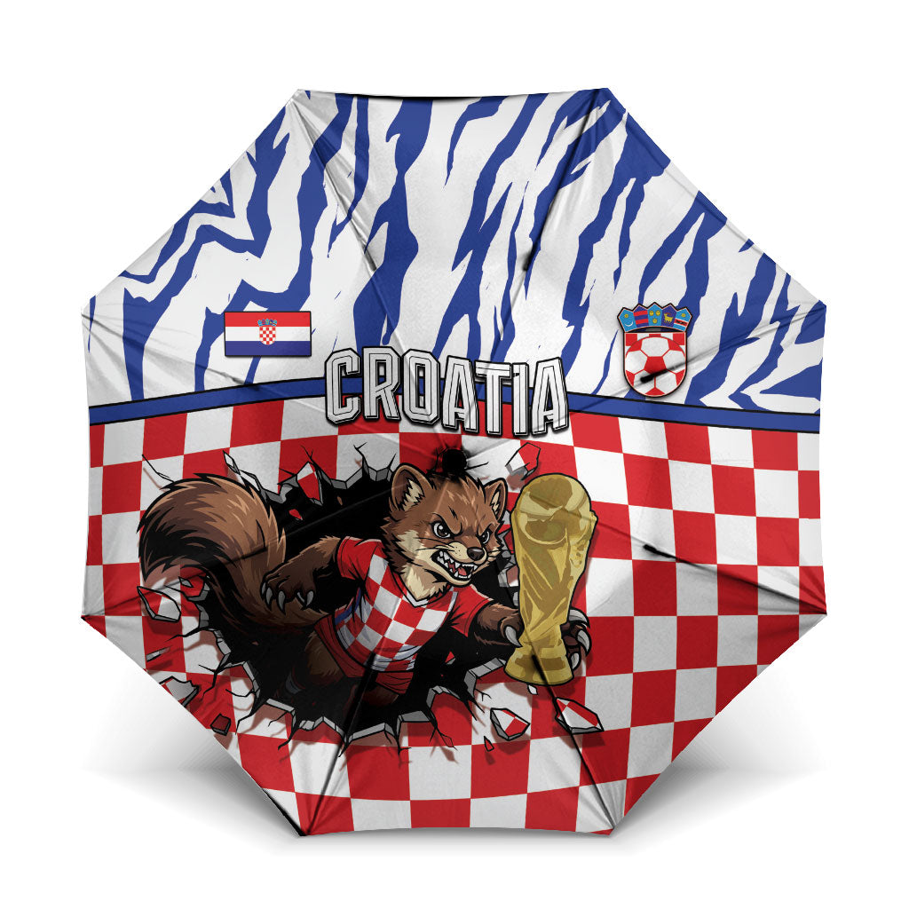 Croatia Football Umbrella Marten In Hole With Checkered Patterns
