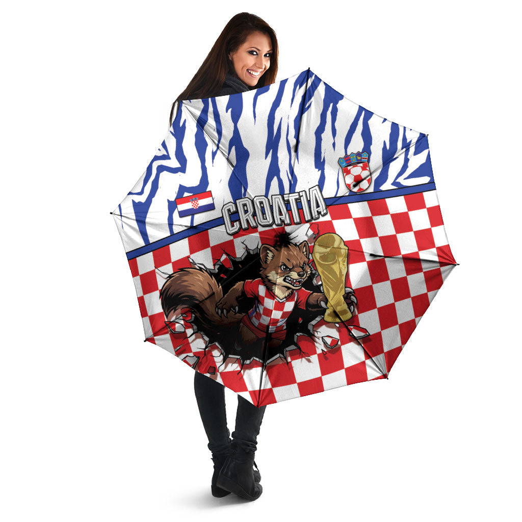 Croatia Football Umbrella Marten In Hole With Checkered Patterns