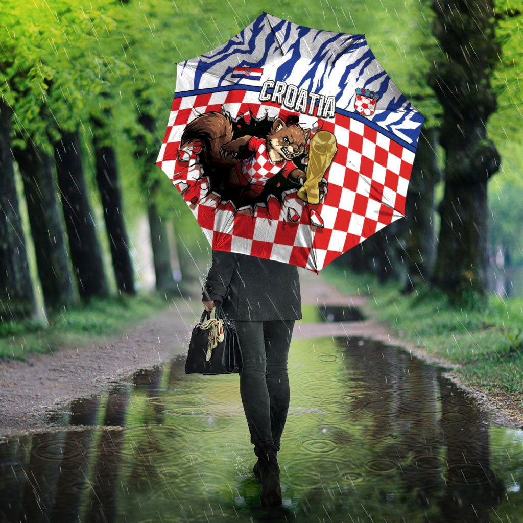 Croatia Football Umbrella Marten In Hole With Checkered Patterns