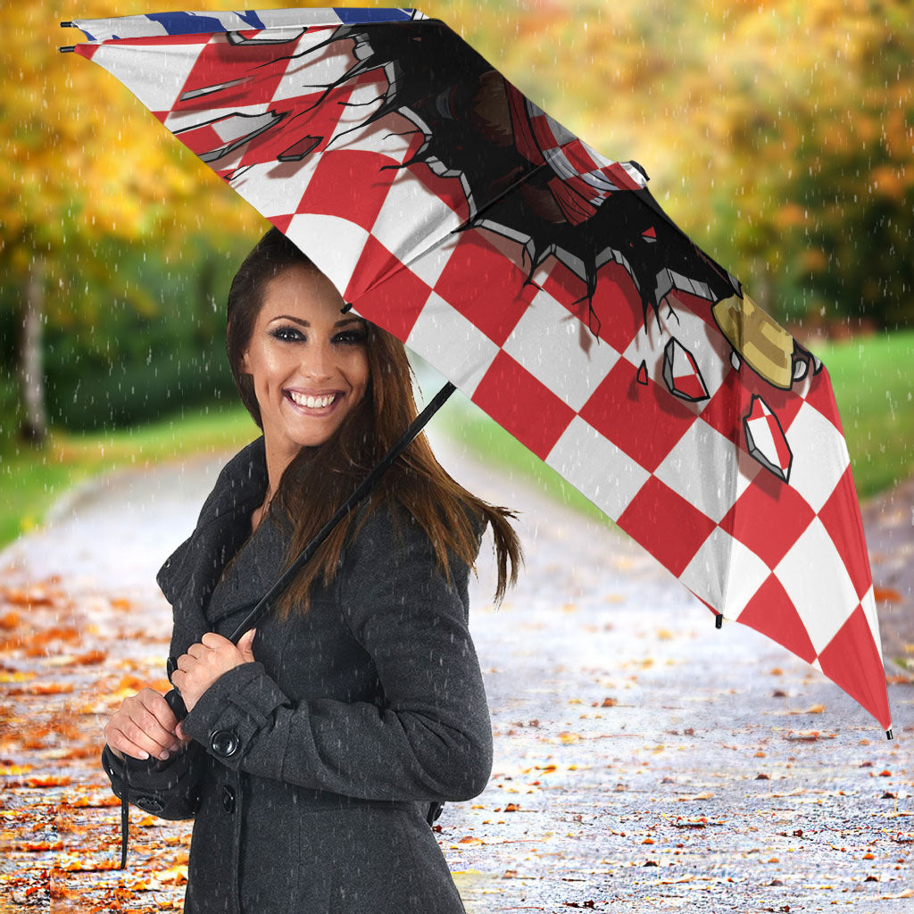 Croatia Football Umbrella Marten In Hole With Checkered Patterns