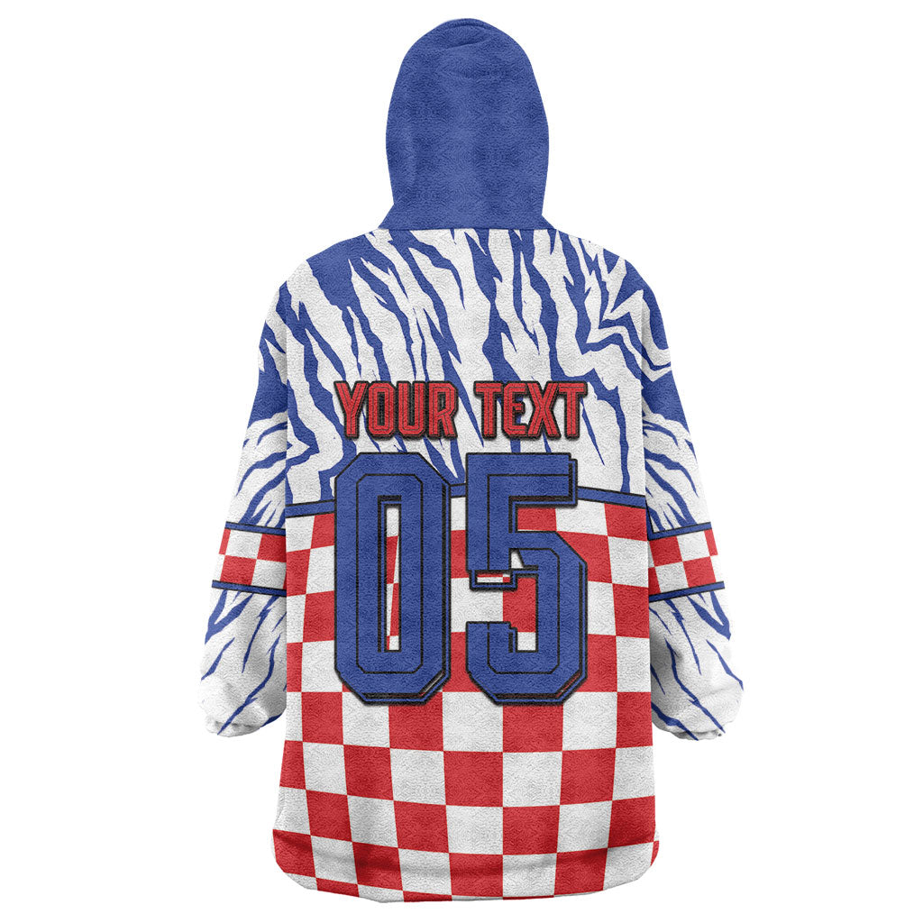 Custom Croatia Football Wearable Blanket Hoodie Marten In Hole With Checkered Patterns