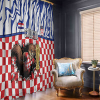 Croatia Football Window Curtain Marten In Hole With Checkered Patterns