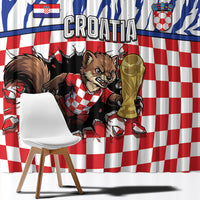 Croatia Football Window Curtain Marten In Hole With Checkered Patterns