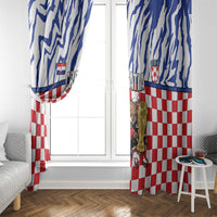 Croatia Football Window Curtain Marten In Hole With Checkered Patterns