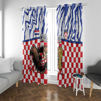Croatia Football Window Curtain Marten In Hole With Checkered Patterns