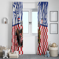 Croatia Football Window Curtain Marten In Hole With Checkered Patterns