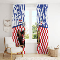 Croatia Football Window Curtain Marten In Hole With Checkered Patterns