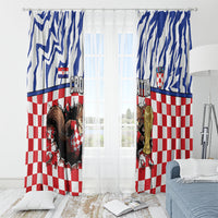 Croatia Football Window Curtain Marten In Hole With Checkered Patterns
