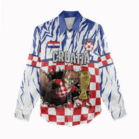 Custom Croatia Football Women Casual Shirt Marten In Hole With Checkered Patterns