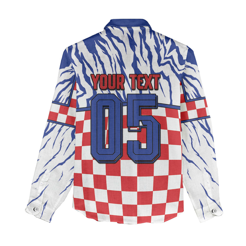 Custom Croatia Football Women Casual Shirt Marten In Hole With Checkered Patterns