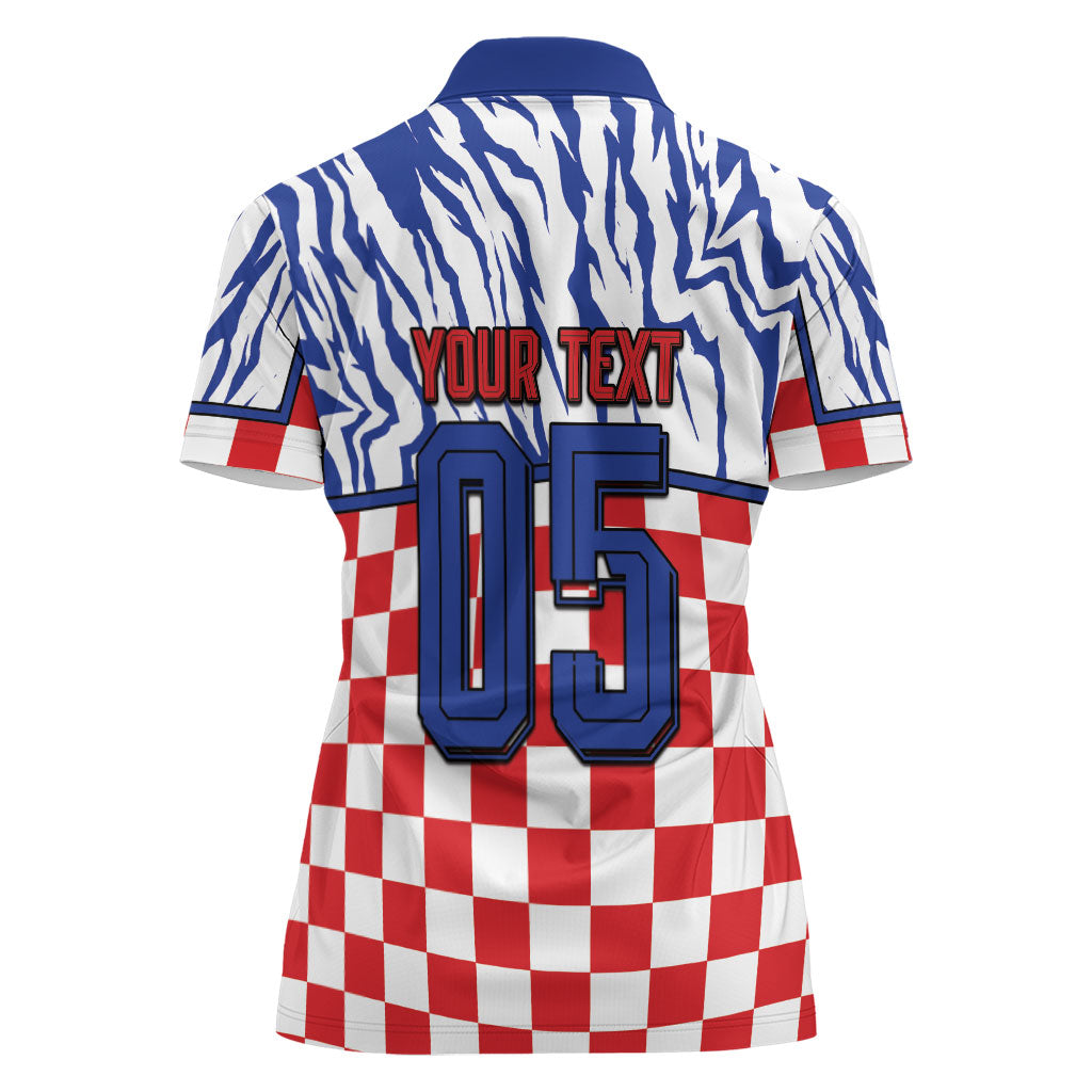 Custom Croatia Football Women Polo Shirt Marten In Hole With Checkered Patterns