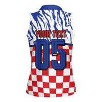 Custom Croatia Football Women Sleeveless Polo Shirt Marten In Hole With Checkered Patterns
