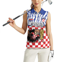 Custom Croatia Football Women Sleeveless Polo Shirt Marten In Hole With Checkered Patterns