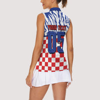 Custom Croatia Football Women Sleeveless Polo Shirt Marten In Hole With Checkered Patterns