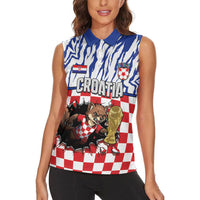 Custom Croatia Football Women Sleeveless Polo Shirt Marten In Hole With Checkered Patterns